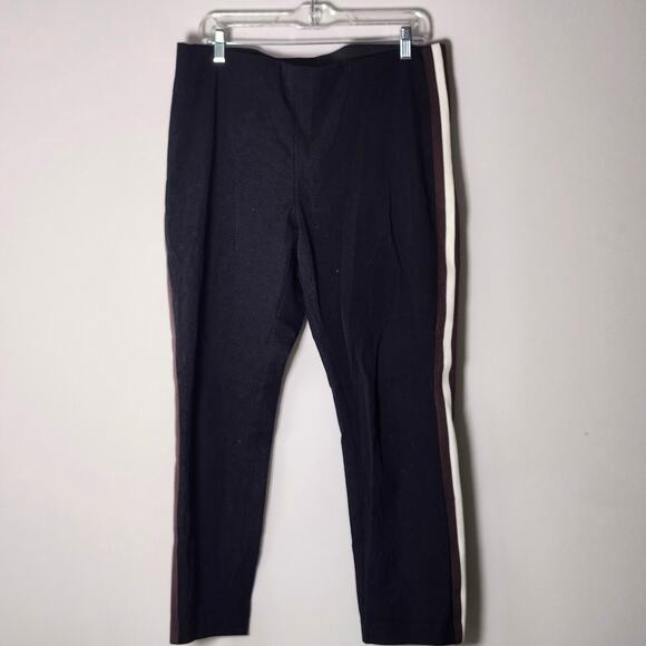 A New Day Black Trouser Tuxedo Stretch Pants Brown/Beige Stripes Women 14 A0086 - Picture 1 of 5